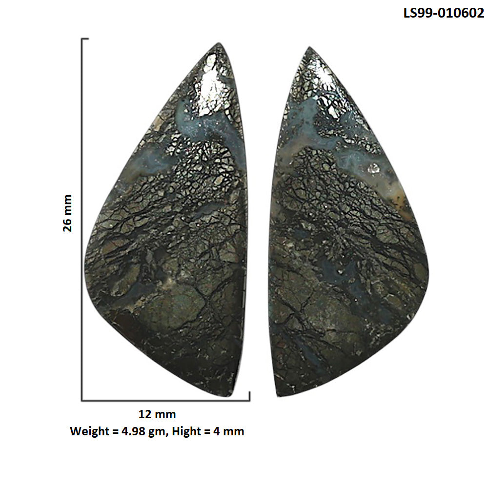 Natural Nipomo Marcasite Agate 12x26x4 mm Fancy Shape Polished Gemstone LS99-010602