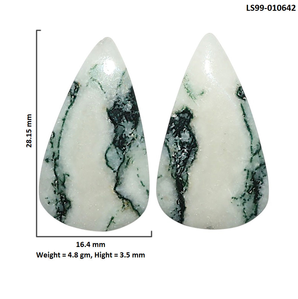 Natural Tree Weed Moss Agate 16.4x28.15x3.5 mm Pear Shape Polished Gemstone LS99-010642