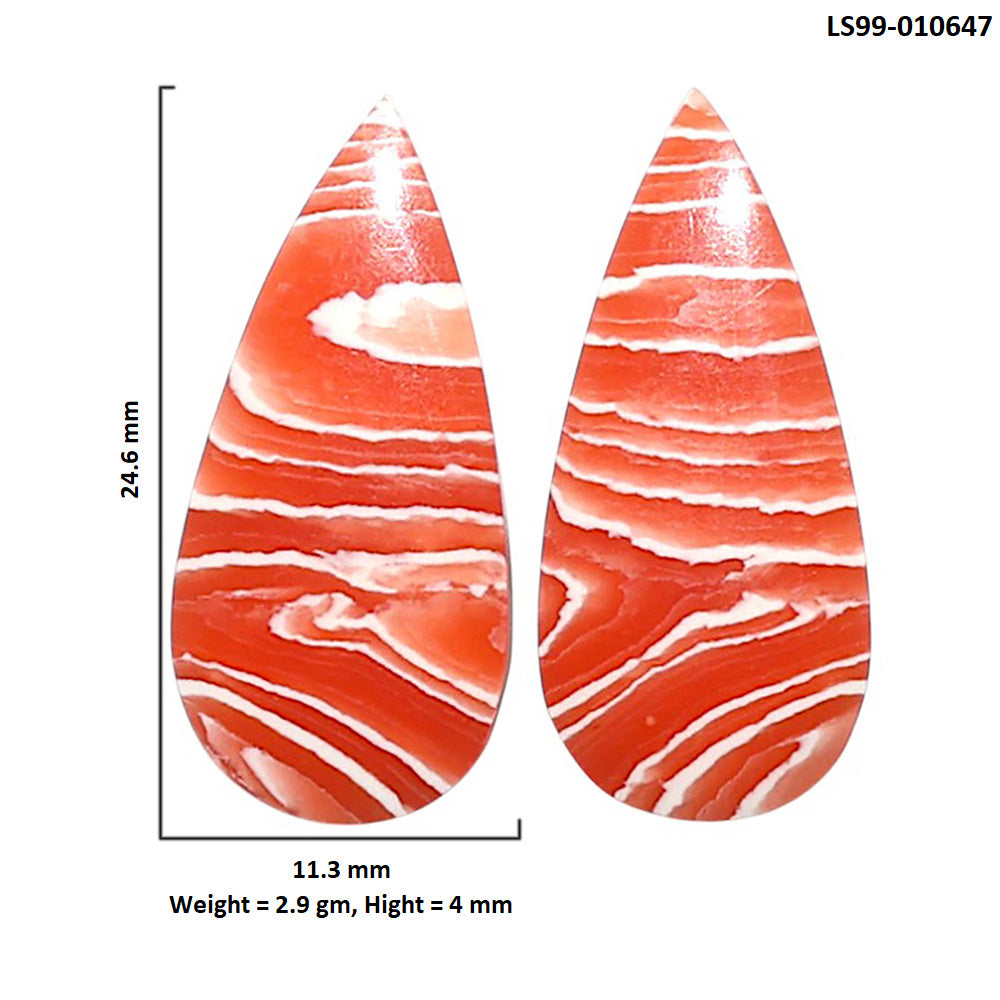 Natural Sardonyx 11.3x24.6x4 mm Pear Shape Polished Gemstone LS99-010647