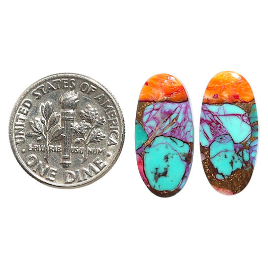 Natural Kingman Orange Dahlia Turquoise 9.1x19x2.8 mm Oval Shape Polished Gemstone LS99-09478