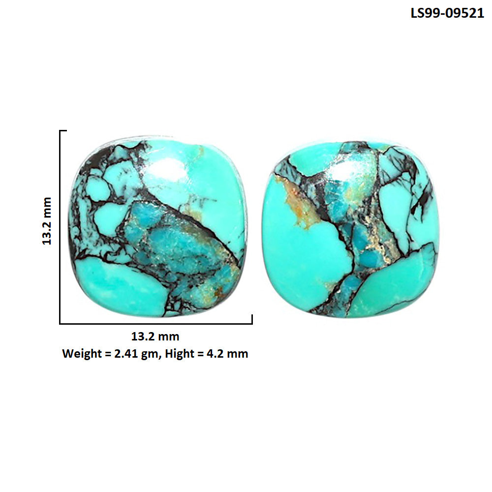 Natural Lucky Charm Tibetan Turquoise 13.2x13.2x4.2 mm Cushion Shape Polished Gemstone LS99-09521