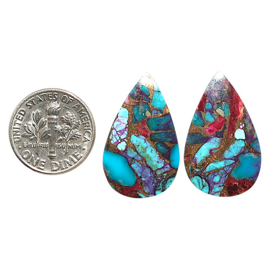 Natural Kingman Purple Dahlia Turquoise 15.75x25.7x2 mm Pear Shape Polished Gemstone LS99-09545
