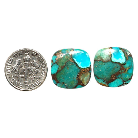 Natural Kingman Copper Teal Turquoise 17x17x3.3 mm Cushion Shape Polished Gemstone LS99-09599