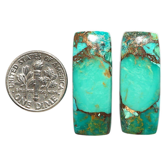 Natural Kingman Copper Teal Turquoise 11.7x30.1x4.5 mm Cushion Shape Polished Gemstone LS99-09602