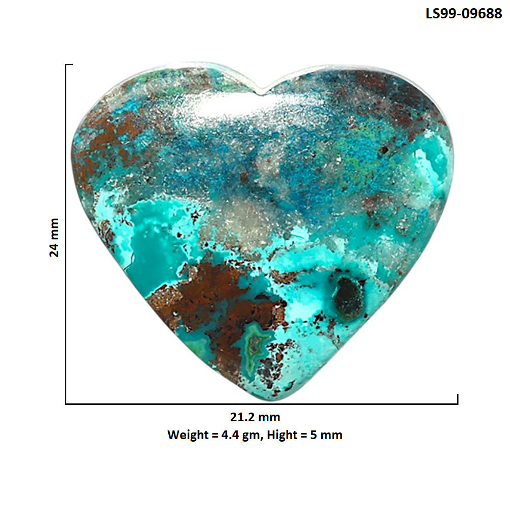 Natural Shattuckite 21.2x24x5 mm Heart Shape Polished Gemstone LS99-09688