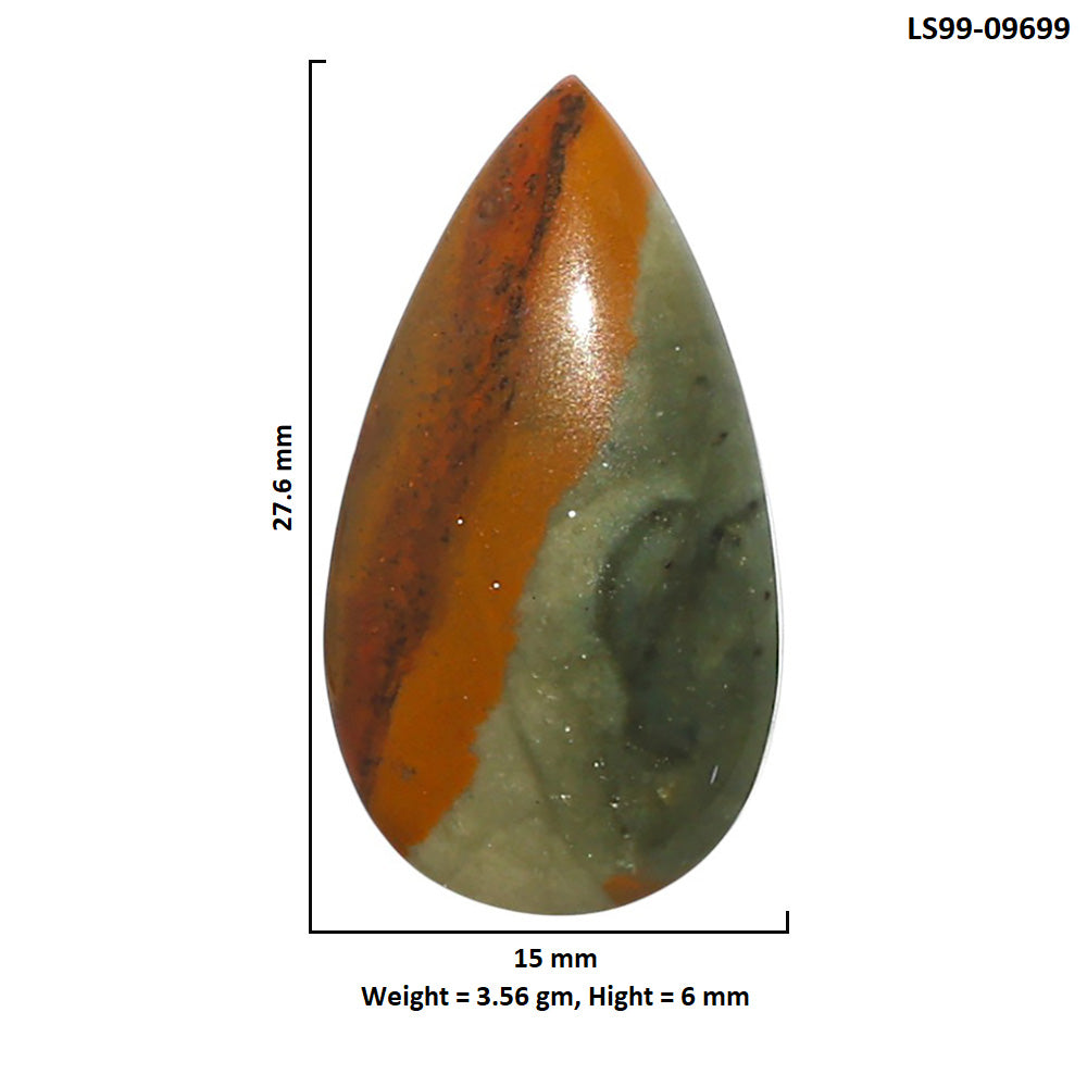 Natural Polygram Jasper 15x27.6x6 mm Pear Shape Polished Gemstone LS99-09699