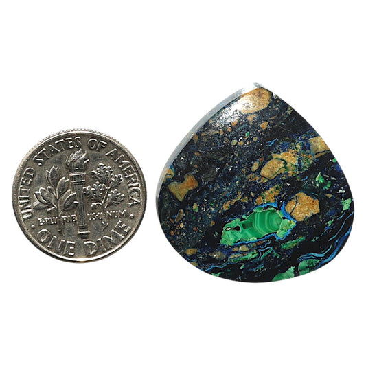 Natural Azurite Chrysocolla 25.7x26x5.8 mm Heart Shape Polished Gemstone LS99-09738