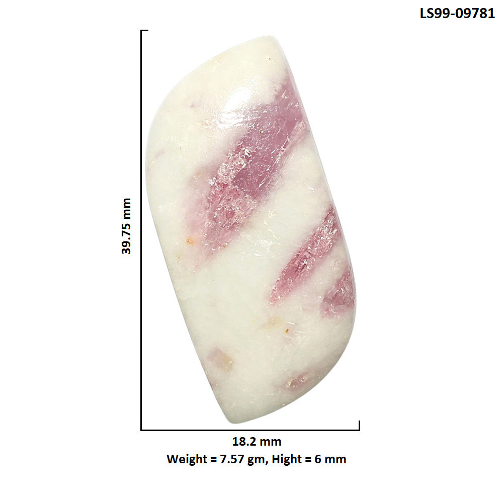 Natural Pink Tourmaline in Quartz 18.2x39.75x6 mm Fancy Shape Polished Gemstone LS99-09781