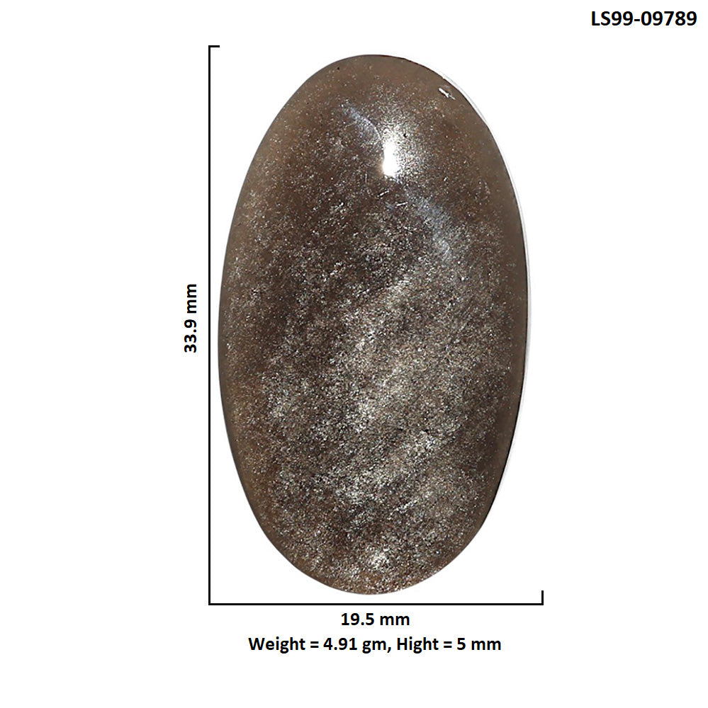 Natural Silver Obsidian 19.5x33.9x5 mm Oval Shape Polished Gemstone LS99-09789