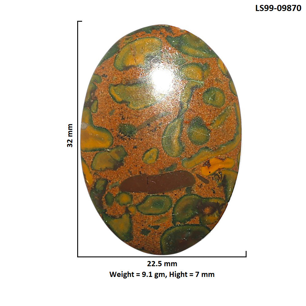 Natural Bamboo Jasper 22.5x32x7 mm Oval Shape Polished Gemstone LS99-09870
