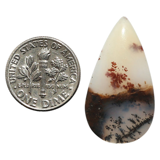 Natural Robinson Ranch Plume Agate 16.4x29.9x4.3 mm Pear Shape Polished Gemstone LS99-09901