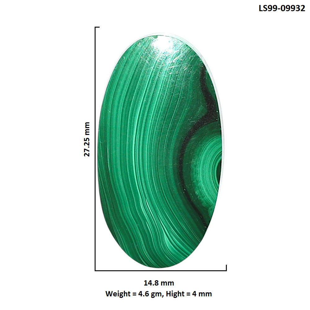 Natural Malachite Eye 14.8x27.25x4 mm Oval Shape Polished Gemstone LS99-09932