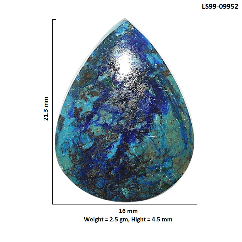 Natural Azurite Chrysocolla 16x21.3x4.5 mm Pear Shape Polished Gemstone LS99-09952