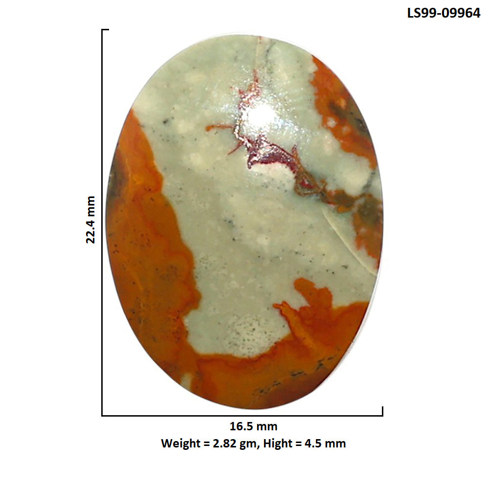 Natural Rocky Butte Picture Jasper 16.5x22.4x4.5 mm Oval Shape Polished Gemstone LS99-09964