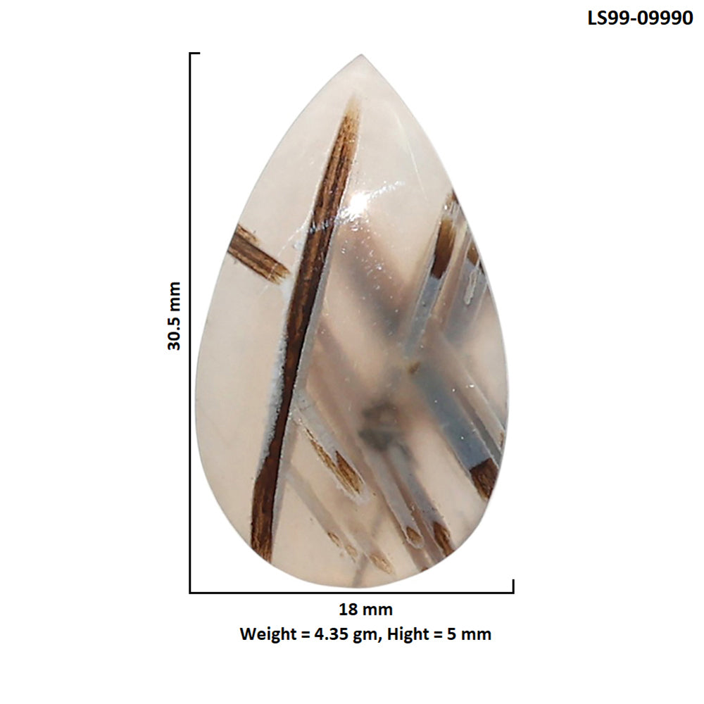 Natural Tube Agate 18x30.5x5 mm Pear Shape Polished Gemstone LS99-09990