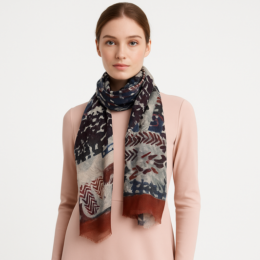 Premium Soft Quality Modal Scarf Screen Print Lightweight Wraps MMD424