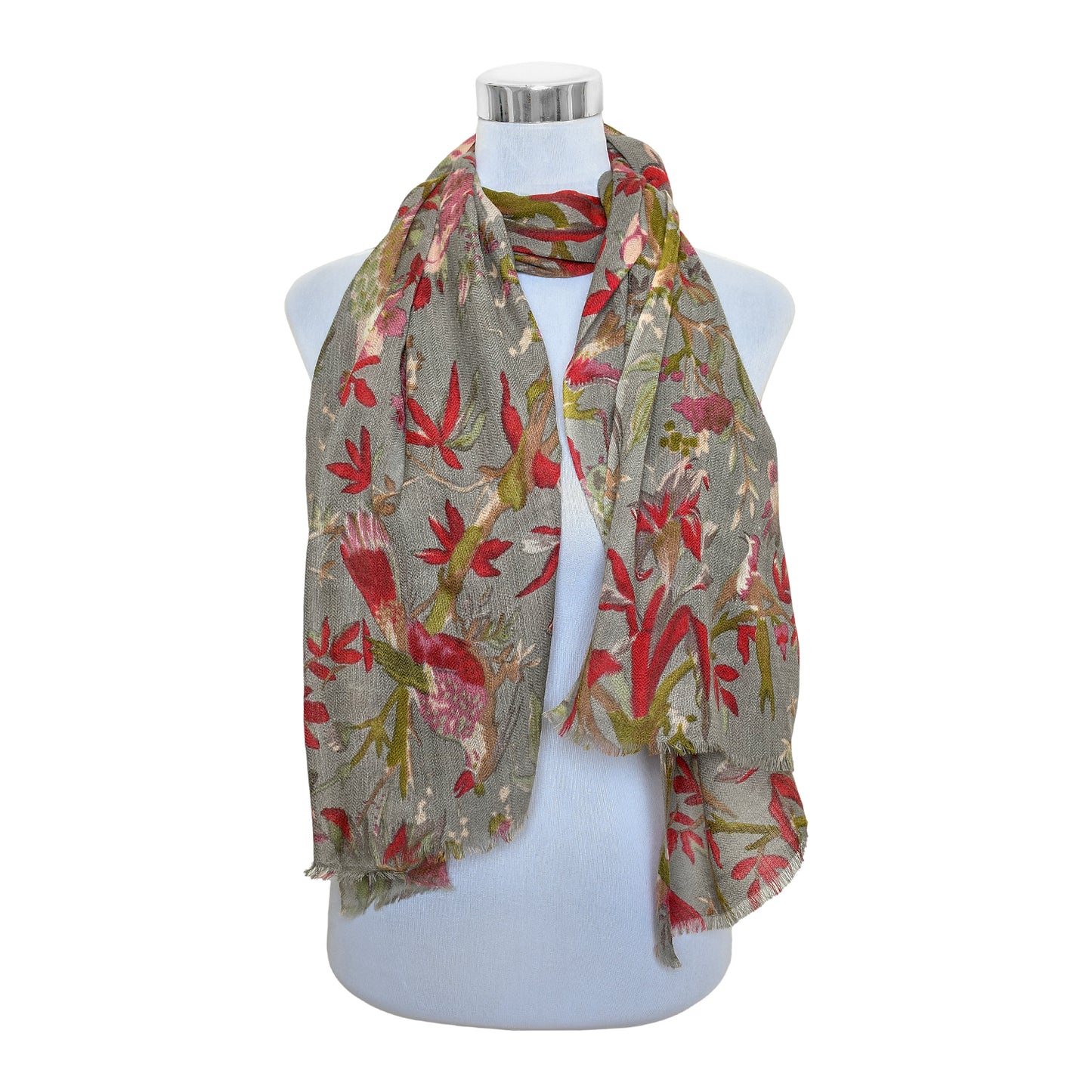 Premium Quality Printed Floral Scarf Cashmere Wool Lightweight MWL302