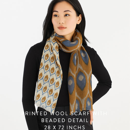 Premium & Soft Quality Printed Scarf Cashmere Wool Lightweight MWL309