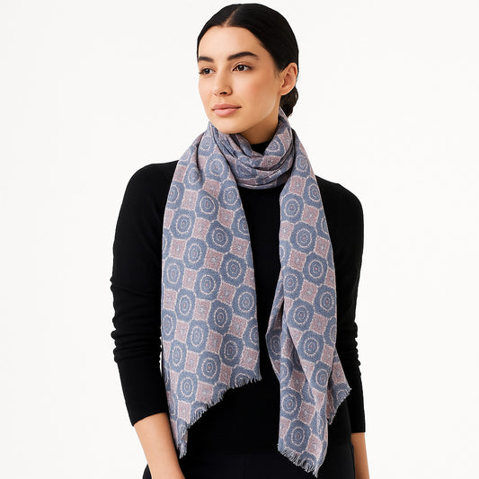 Premium & Soft Quality Printed Scarf Cashmere Wool Lightweight MWL310