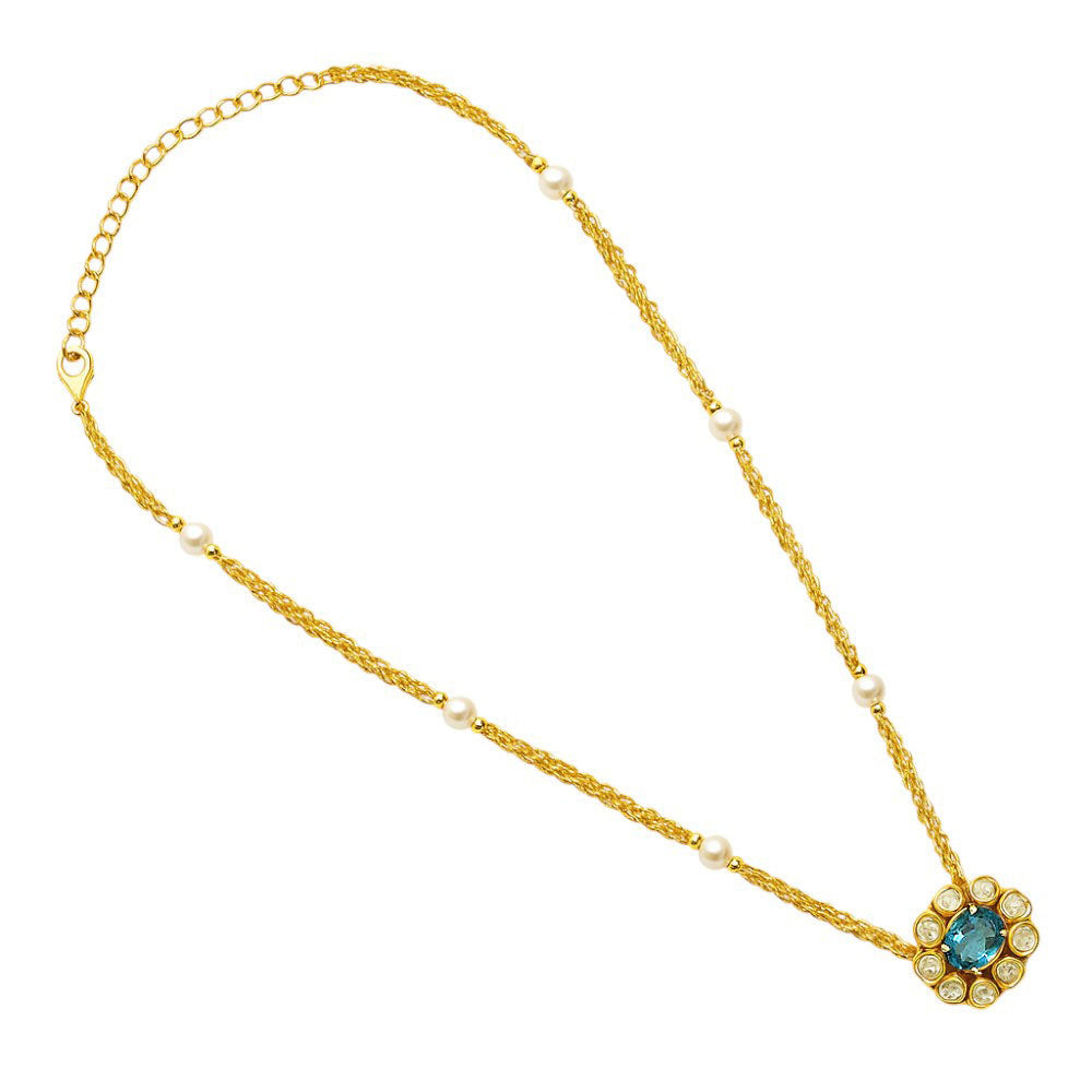 Kundan Polki Pendant Necklace 18K Gold Over Brass Jewelry for Women PGN1001