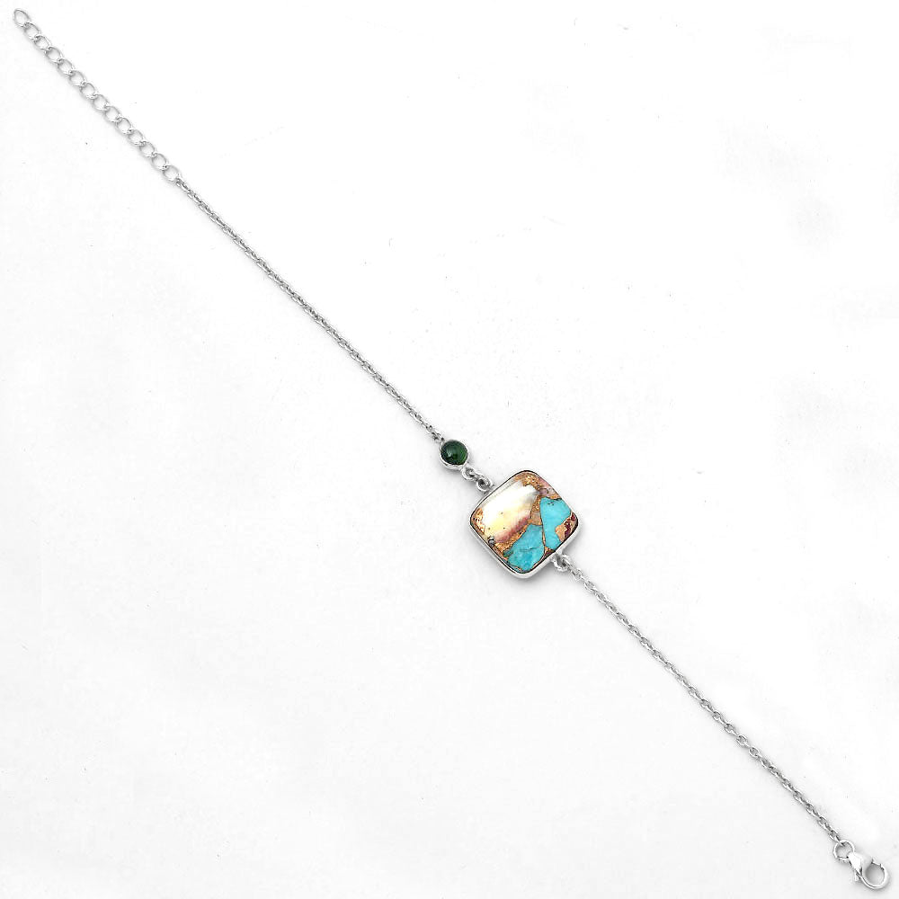 Multi Copper Turquoise and Natural Multi Tourmaline Bracelet B-1028 SDB2606