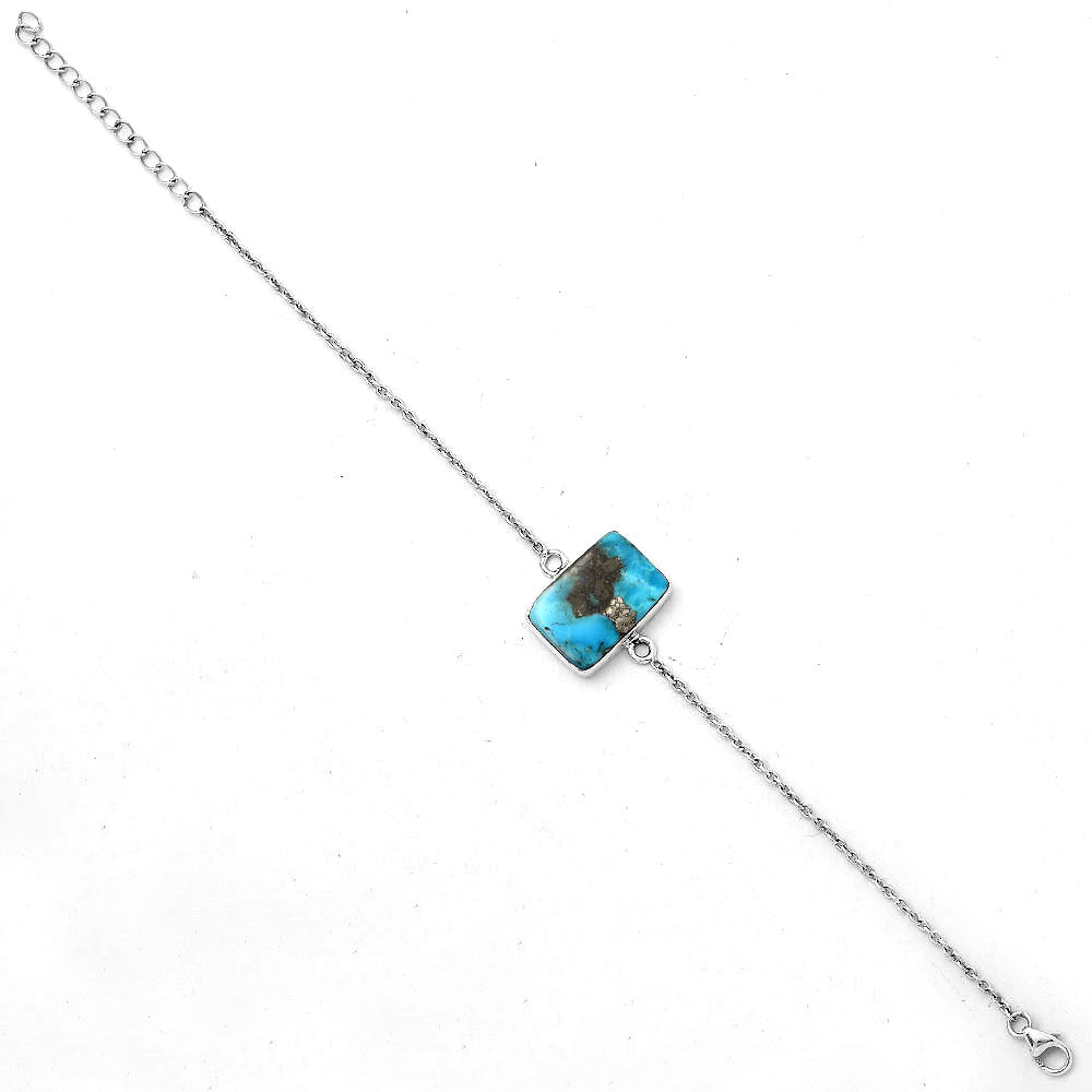 Natural Kingman Turquoise With Pyrite Bracelet B-1023 SDB2850