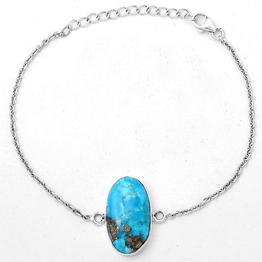Natural Kingman Turquoise With Pyrite Bracelet B-1023 SDB2911