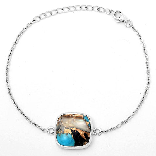 Natural Shell In Black Blue Turquoise Bracelet B-1023 SDB2961