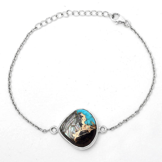Natural Shell In Black Blue Turquoise Bracelet B-1023 SDB3008