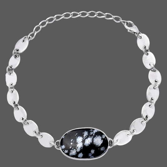Natural Snow Flake Obsidian Bracelet B-1044 SDB4804