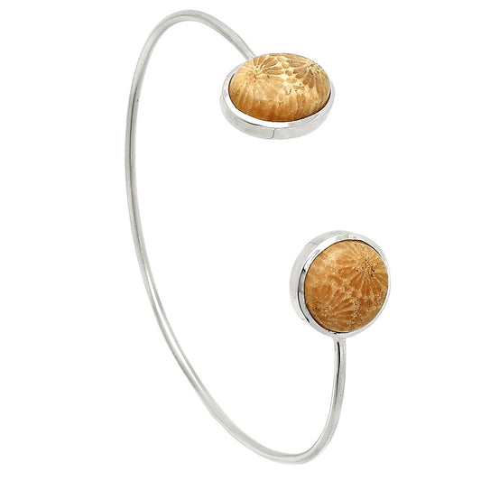 Flower Fossil Coral Cuff Bangle Bracelet B-1004 SDB4950