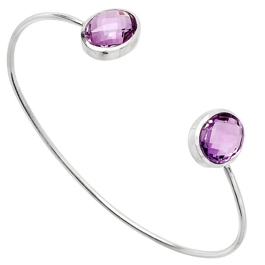 Natural Amethyst Checker Cuff Bangle Bracelet B-1004 SDB5005