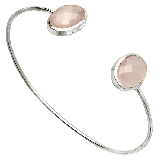 Rose Quartz Checker Cuff Bangle Bracelet B-1004 SDB5012