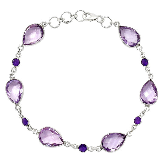 Amethyst Checker Briolette - Brazil Bracelet B-1006 SDB5053