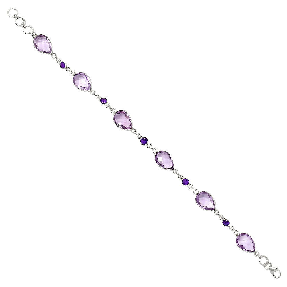 Amethyst Checker Briolette - Brazil Bracelet B-1006 SDB5053