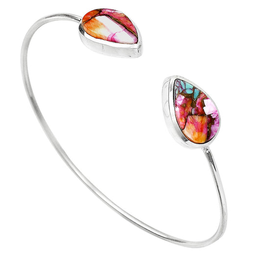 Kingman Orange Dahlia Turquoise Cuff Bangle Bracelet B-1004 SDB5080