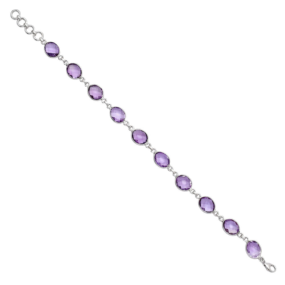 Amethyst Checker Briolette - Brazil Bracelet B-1001 SDB5277