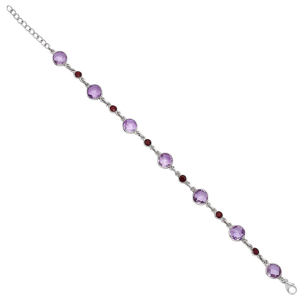 Amethyst Checker Briolette & Garnet Bracelet B-1006 SDB5305
