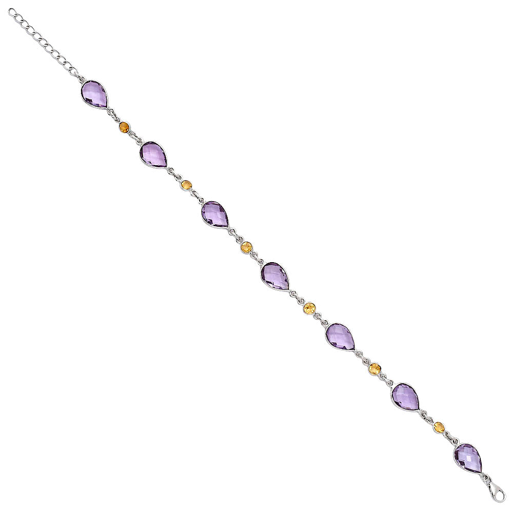 Amethyst Checker Briolette & Citrine Bracelet B-1006 SDB5309