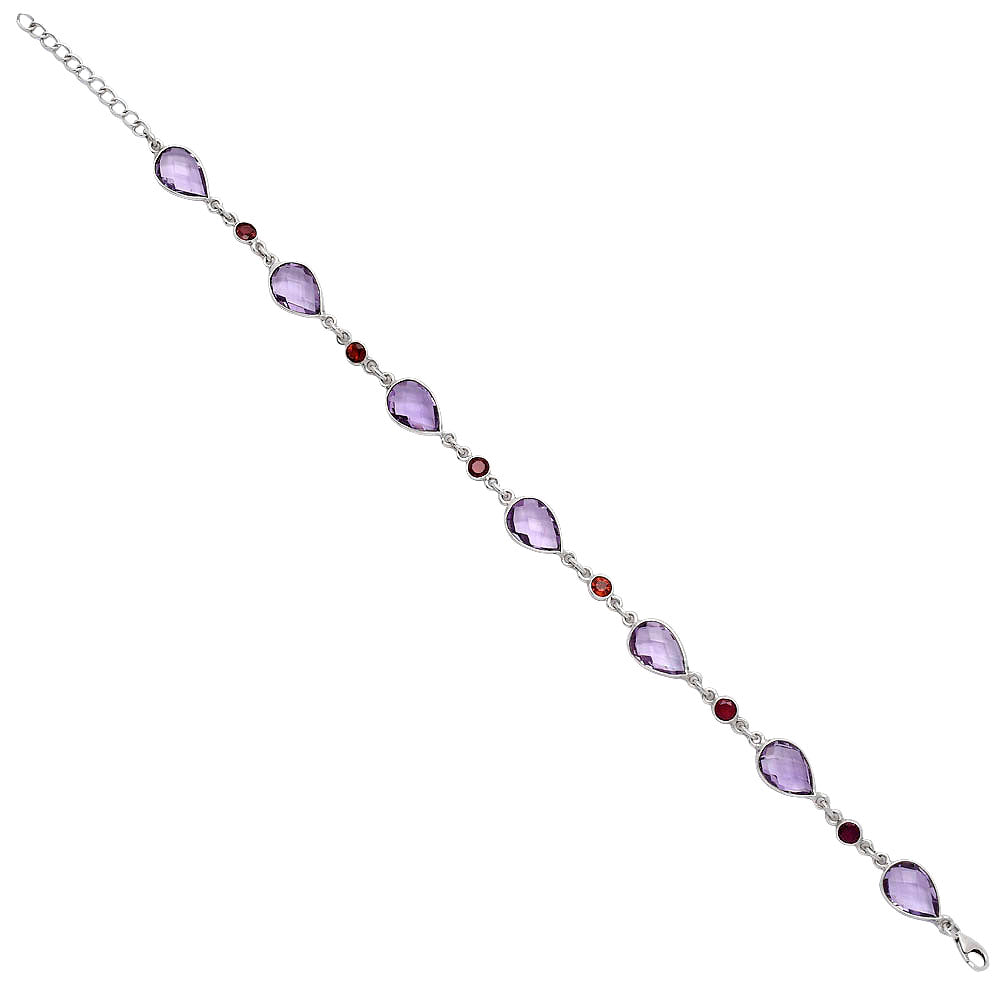 Amethyst Checker Briolette & Garnet Bracelet B-1006 SDB5310