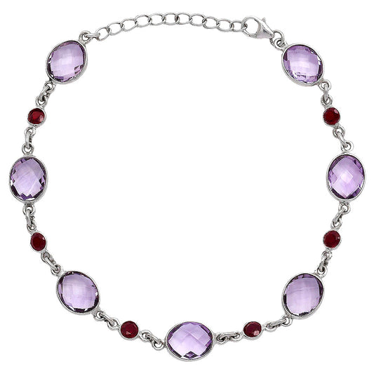 Amethyst Checker Briolette & Garnet Bracelet B-1006 SDB5312
