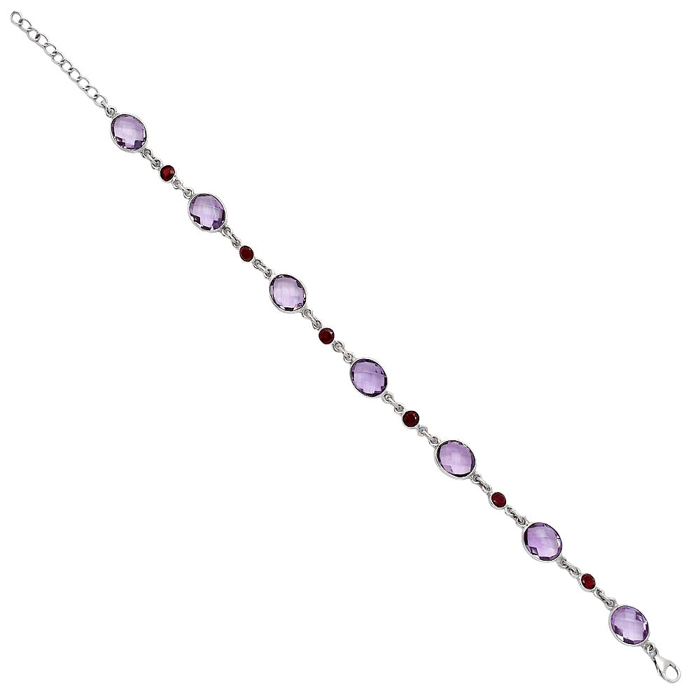 Amethyst Checker Briolette & Garnet Bracelet B-1006 SDB5312