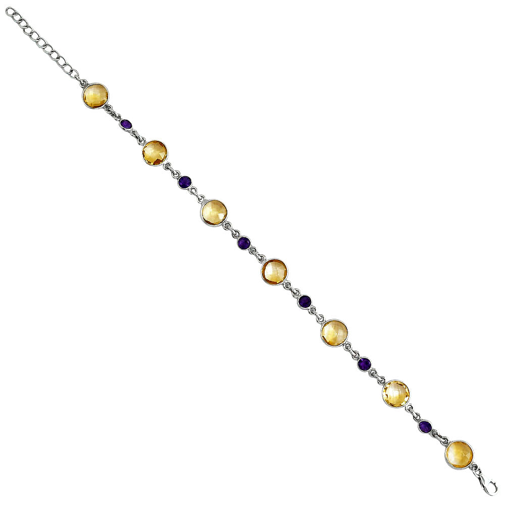 Citrine Checker Briolette & Amethyst Bracelet B-1006 SDB5332