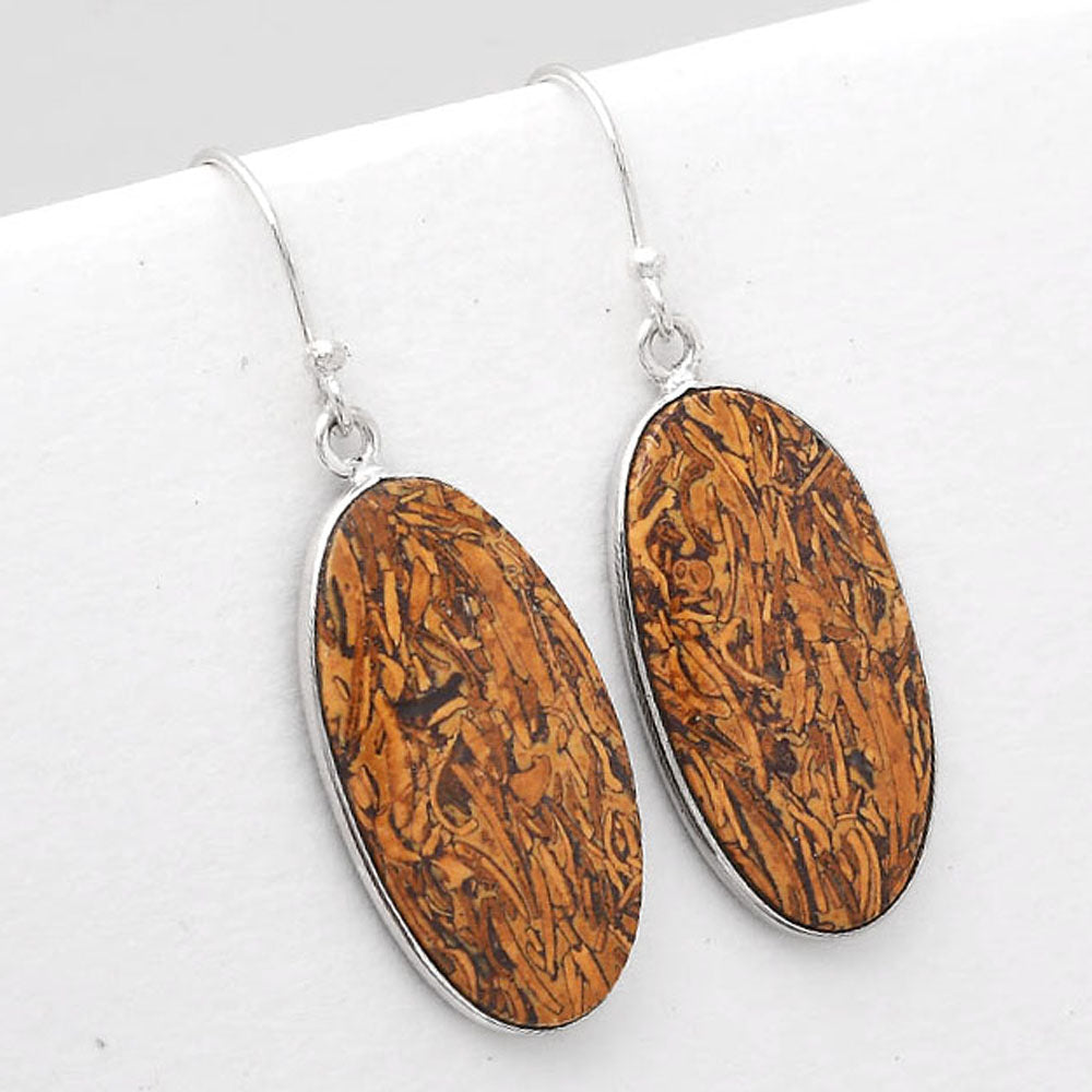 Natural Coquina Fossil Jasper India Earrings E-1001 SDE50883