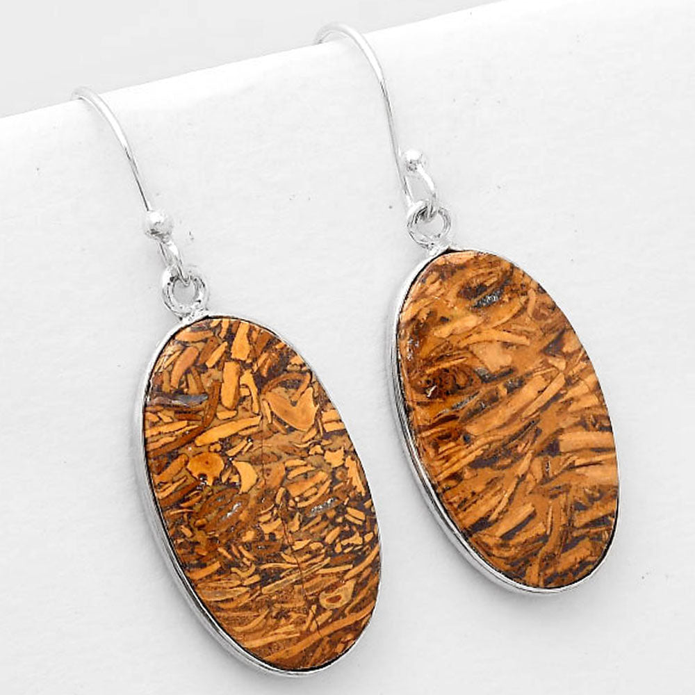 Natural Coquina Fossil Jasper India Earrings E-1001 SDE50906