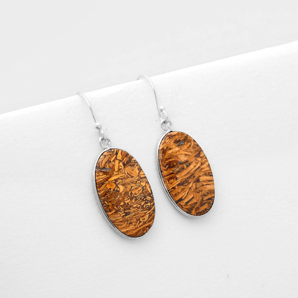 Natural Coquina Fossil Jasper India Earrings E-1001 SDE50906