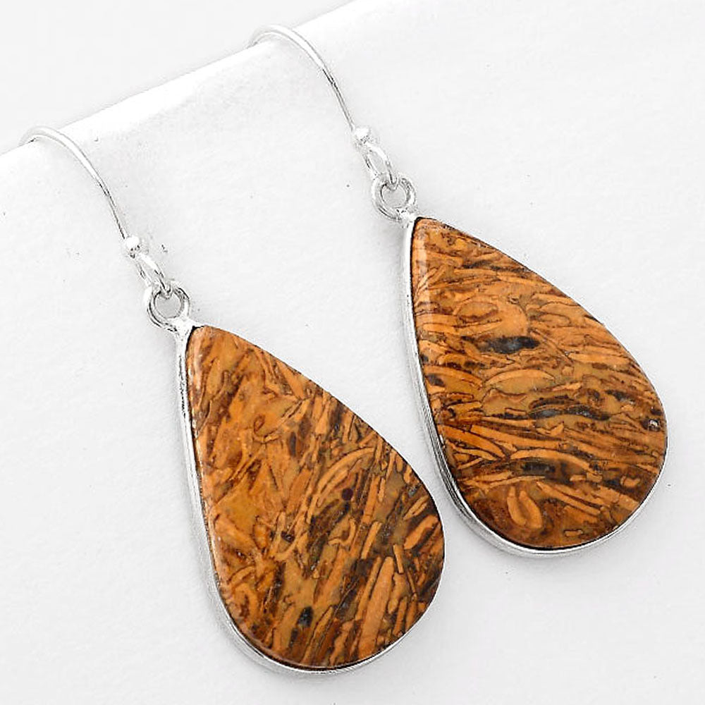 Natural Coquina Fossil Jasper India Earrings E-1001 SDE50989