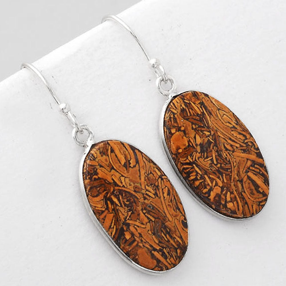 Natural Coquina Fossil Jasper India Earrings E-1001 SDE51100