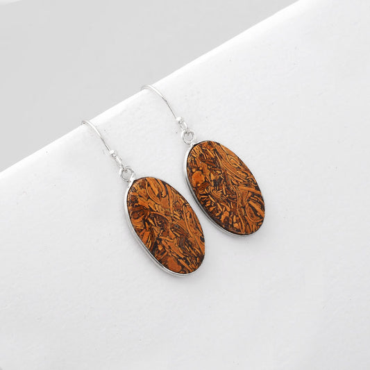 Natural Coquina Fossil Jasper India Earrings E-1001 SDE51100