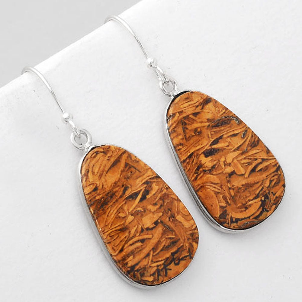Natural Coquina Fossil Jasper India Earrings E-1001 SDE51102